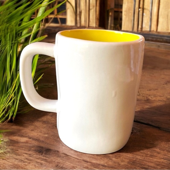 RAE DUNN Artisan Collection by Magenta - HAPPY SPRING White Mug Yellow Interior - Picture 4 of 7